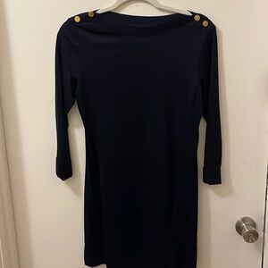 Brooks Brothers Dark Blue Dress with Gold Accents